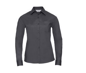 Russell Collection JZ34F - Women's Poplin Shirt Convoy Grey