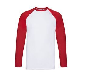 Fruit of the Loom SC238 - Baseball Longsleeve T White / Red