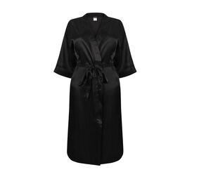 Towel city TC054 - Satin bathrobe Black